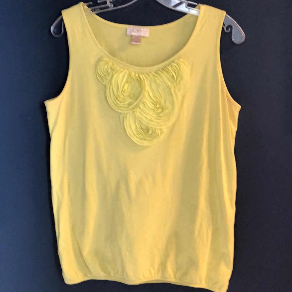Ann Taylor LOFT neon yellow green embellished top